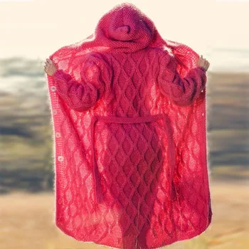 Lugentolo Lung Cardigan Pulover Femei Tricotate Pulovere Largi De Curea Single-Breasted Cu Glugă Acrilice 2020 Toamna De Moda Pulover Nou