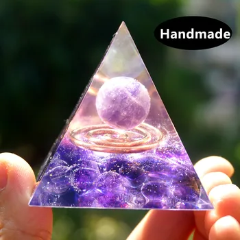 Manual de Ametist Piramida Joasa 50mm Ametist Cristal de Cuarț de Vindecare a Energiei Orgonice Reiki Cadou