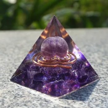 Manual de Ametist Piramida Joasa 50mm Ametist Cristal de Cuarț de Vindecare a Energiei Orgonice Reiki Cadou
