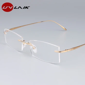 UVLAIK Bărbați Anti-blue light de afaceri ochelari rame din aliaj de titan Lumină confortabilă pentru Bărbați ochelari Cadru cu cutie
