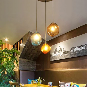 Lampă simplă Piatră pandantiv de sticlă lumini colorate iluminat interior sala De mese a restaurantului-bar malul G4 LED corp de iluminat