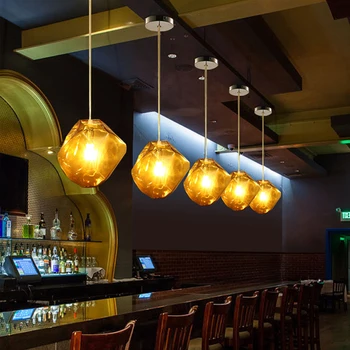 Lampă simplă Piatră pandantiv de sticlă lumini colorate iluminat interior sala De mese a restaurantului-bar malul G4 LED corp de iluminat