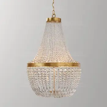Epocă de Aur candelabru de iluminat K9 cristal șirag de mărgele de suspensie candelabru retro agățat lumini camera de zi dormitor bucatarie sala de mese