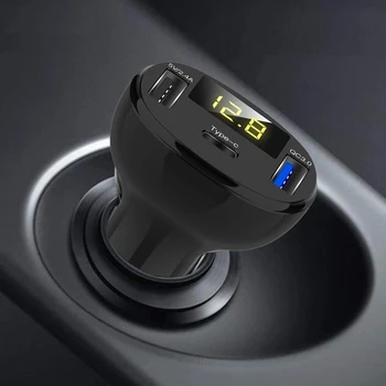 C02 USB&de TIP C, Incarcator de Masina Pentru Telefon Mobil Metal Rapid încărcător priză usb Multi-funcție de tensiunea de măsurare bricheta auto