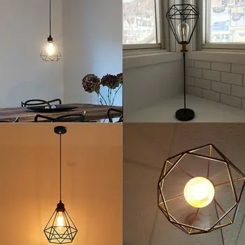 Retro Camera Plafon Candelabru Fier De Industrial Metal În Formă De Diamant Living Abajur Lampa Decor Pentru Dormitor, Camera De Zi Acasă