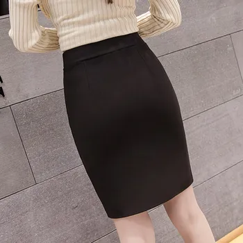 SEXMKL Femei, Plus Dimensiune Negru Fusta Mini Creion 2020 Jupe Femme Vara, Fusta cu Talie Inalta-coreean Butonul Office Sexy Femei Fuste