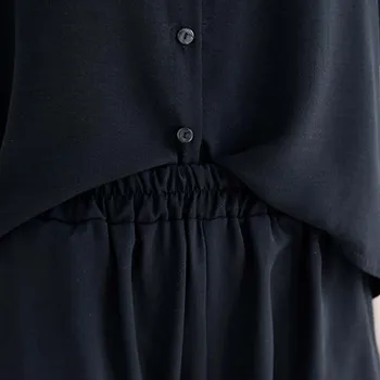 Plus Dimensiune Femei din Bumbac Seturi de Vară Vintage Negru Elegant Feminin Doamna Topuri Tricou Vrac Dimensiuni Mari, Pantaloni Lungi 2 Seturi de Costume 5XL 2019