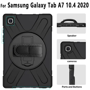 360 de Rotație Kickstand la Șocuri husa pentru Samsung Tab A7 10.4 2020 SM-T500 SM-T505 Înapoi Caz Cu Curea de Umăr