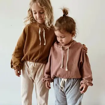 2020 Copilul de Primavara Toamna Îmbrăcăminte Copil Copil Copil Fata de Catifea Haine Tricou Top, Pantaloni Trening Solid Tinuta Set 1-5T