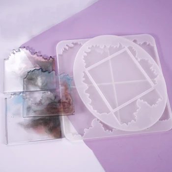 2 buc Cristal Epoxidice Mucegai DIY Neregulate Setarea de Masă Coaster Întreaga Bord Decorative Bază de Silicon Mucegai