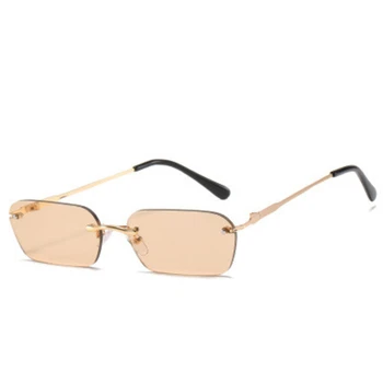 Trendy Fara rama Dreptunghi ochelari de Soare Femei 2021 Brand de Lux de Moda Cadru Mic Ocean Ochelari de Soare Barbati Retro de Metal Nuante UV400