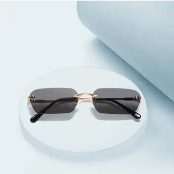 Trendy Fara rama Dreptunghi ochelari de Soare Femei 2021 Brand de Lux de Moda Cadru Mic Ocean Ochelari de Soare Barbati Retro de Metal Nuante UV400