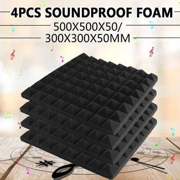 4BUC 30X30X5cm Studio izolat Fonic Spuma Piramida de Absorbție a Sunetului Tratament Panoul de Țiglă Pană de Protecție Burete Acustic Spuma