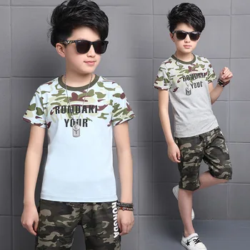 2019 Vara Băiat de Îmbrăcăminte Seturi Copilul Mare copii Copii Costum RONDAKI TA Camuflaj T-Shirt + pantaloni Scurți
