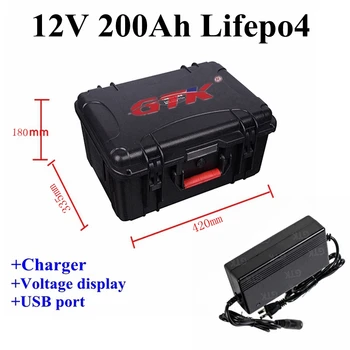 Baterie reîncărcabilă de 12v 200ah lifepo4 baterie Litiu acumulator 12V pentru rulota panou Solar RV camping caravan sistem solar +20A încărcător