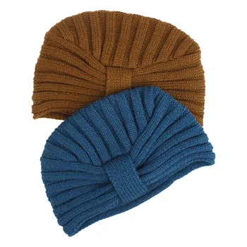 Boem Tricotate Nod Cap pentru Femei Toamna Iarna Cald Tricotate Cap Turban de Culoare Solidă Elastic Marame Pălărie Accesorii de Par