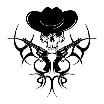 Tribal Moda Cowboy Pistol Craniu de Personalitate Auto Stickere Pvc Autocolante Sunt Potrivite pentru Toate Tipurile de Autoturisme, Negru/alb, 23cm*23cm