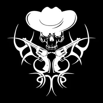 Tribal Moda Cowboy Pistol Craniu de Personalitate Auto Stickere Pvc Autocolante Sunt Potrivite pentru Toate Tipurile de Autoturisme, Negru/alb, 23cm*23cm