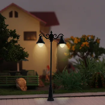 Model de Tren de cale Ferată Grădină de Lumină Lampă de Stradă 1:75 Miniatură Capete Duble 12V Clădire cu Arhitectură de Peisaj Decor în aer liber