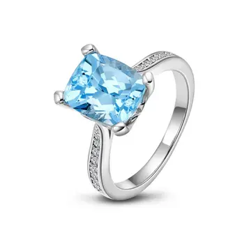 Wong Ploaie Clasic Argint 925 Naturale Topaz Albastru Diamante Piatră Prețioasă Nunta Logodna Inele De Aur Alb, Bijuterii Fine
