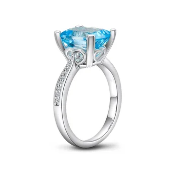 Wong Ploaie Clasic Argint 925 Naturale Topaz Albastru Diamante Piatră Prețioasă Nunta Logodna Inele De Aur Alb, Bijuterii Fine