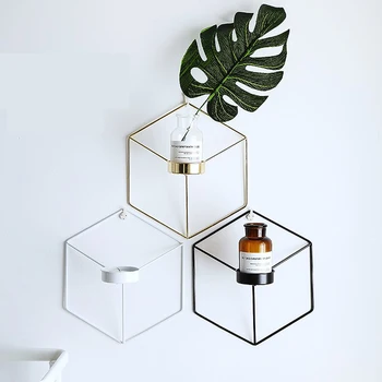 Montat pe perete Suport Lumanare 3D Artă Modernă Geometrice Metal Lumânări Tealight Vaze de Flori Uscate Bar Partid Decor Acasă Sfeșnic