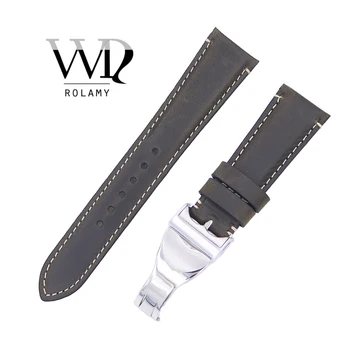 Rolamy 22mm en-Gros Durabil din Piele Watchband Încheietura Curea Centura Bucle Band Bratari Pentru IWC Tudor Breitling