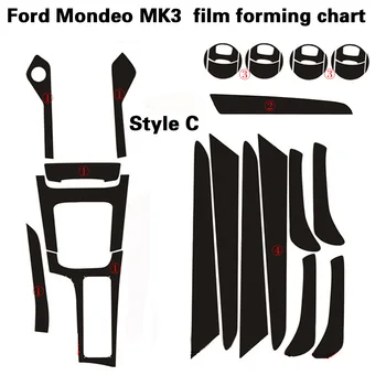 Pentru Ford Mondeo MK3/4 2007-2013 Interior Panou de Control Central Ușă Mâner Fibră de Carbon, Autocolante, Decalcomanii Auto styling Dotari
