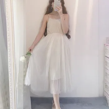 Dulce Sexy Femei Din Partid Sequin Rochie Plisată Coreea 2019 Zeiță Negru Stofa Elegant Fairy Tul Femei Slip De Dantelă Lung Rochie