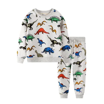 Toamna Iarna Baieti Maneca Lunga Desene Animate Dinosaur Bumbac Îmbrăcăminte Pentru Copii Set Haine Băiat