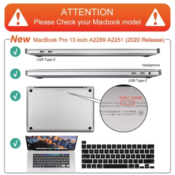 Pentru MacBook Pro 13 inch Caz 2020 A2289 A2251 A2338 Atingeți Bara de Mat Plastic Hard Shell Acoperi & Keyboard Piele de Aer 13 A2337 A2179