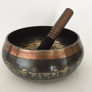 Nepal manual Buddha Tibet castron castron ritual terapia prin muzica cupru chime cupru Tibetan Singing Bowl