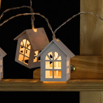 20LED casă din Lemn în Formă de Șir de Lumina Lumina de Crăciun Decor Nunta Șir Led Lumini de Craciun cu Led-uri de Lumină Pentru Petrecerea de Crăciun Garland