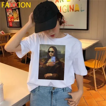 2020 Mona Lisa Tricou hip hop tricou femei de sex feminin amuzant top tee shirt t-shirt femme 90 Streetwear Casual Imprimat noi coreeană