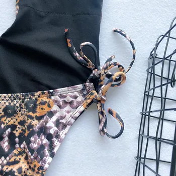 Bkning Adânc V Costume de baie dintr-O bucata, Costume Snake Print Costum de baie pentru Femei Costume de baie de Vară 2021 Backless Bikini Leopard