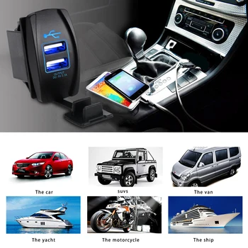 ADPOW 12-24V Incarcator USB pentru Motociclete Auto Camion, ATV, Barca a CONDUS Mașina 3.1 Un Dual USB Încărcător Adaptor de Priza de Putere