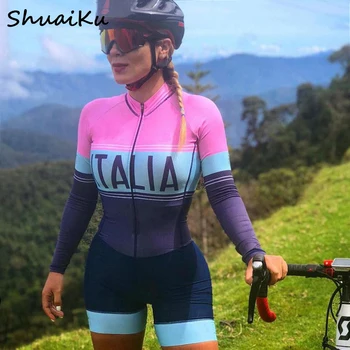 2020 Femei Pro Echipa De Triatlon Ciclism Costum Cu Maneca Lunga Jersey Skinsuit Salopeta Maillot Doamna Ciclism Ciclism Îmbrăcăminte Gel Set