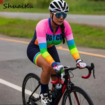 2020 Femei Pro Echipa De Triatlon Ciclism Costum Cu Maneca Lunga Jersey Skinsuit Salopeta Maillot Doamna Ciclism Ciclism Îmbrăcăminte Gel Set