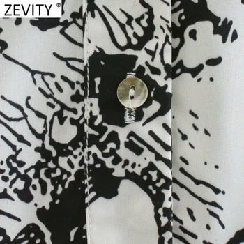 Zevity Noi 2020 Femei Vintage V Gât Pictura de Cerneală Fluture de Imprimare Tricou Casual Rochie de sex Feminin Chic Încreți Volane Vestido DS4751