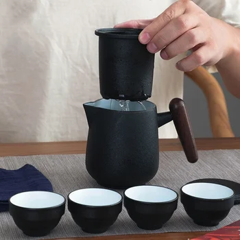 Ceramic Portabil Ceainic Chinezesc De Călătorie Kung Fu Set De Ceai De Portelan Teaset Gaiwan Cesti De Ceai Ceremonia De Oală De Ceai De Birou Cadouri De Afaceri
