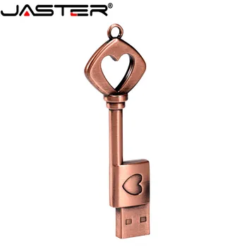 JASTER usb2. 0 Pen Drive Metal Cupru Pur Inima Cheie Cadou Unitate Flash mini stick USB Cheie Autentic 4gb, 16gb 32gb 64GB Degetul mare Stick