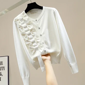 2020 Toamna de Moda de Design Single-Sided Arc Diamant Single-Breasted Cardigan Tricotate Haina femeii Pulover Roz Jumper Top Lady