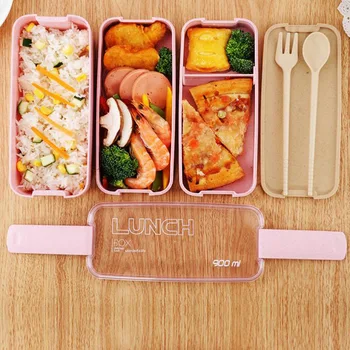 Cutie de prânz 900ml Cutie Bento Alimentare Clasa a-3-Strat de Paie de Grâu Cutii Bento cuptor cu Microunde, Vesela Container de Depozitare Cutie de Prânz pentru Copii