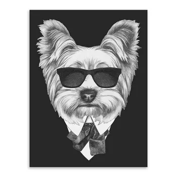 Modern Alb-Negru De Epocă Italia Rezumat Mafia Animale, Câine, Pisică Canvas A4 Imprimare Poster De Perete Poza Decor Acasă Tablou Fara Rama