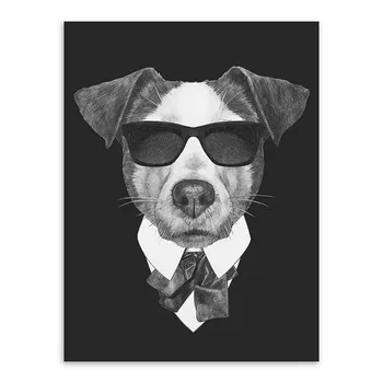 Modern Alb-Negru De Epocă Italia Rezumat Mafia Animale, Câine, Pisică Canvas A4 Imprimare Poster De Perete Poza Decor Acasă Tablou Fara Rama