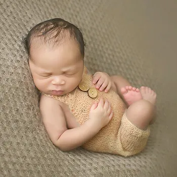 Nou-Născut Recuzită Moale De Mohair Baby Boy Fete Costum Pentru Sugari, Tricotate Butoane Romper Costum Copil Recuzită Nou-Născut Fotografie Accesorii
