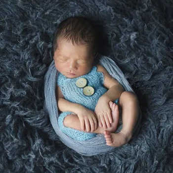 Nou-Născut Recuzită Moale De Mohair Baby Boy Fete Costum Pentru Sugari, Tricotate Butoane Romper Costum Copil Recuzită Nou-Născut Fotografie Accesorii