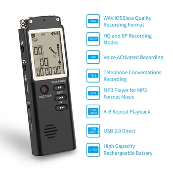 VR510 8GB/16GB/32GB Voice Recorder USB Profesionale 96 de Ore Dictafon Digital Audio Recorder de Voce Cu WAV,MP3 Player