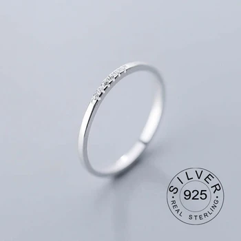 Real Argint 925 Cu Zircon Rotund Geometric Inel Pentru Femei De Moda Drăguț Bijuterii Fine 2020 Minimalist Accesorii Cadou