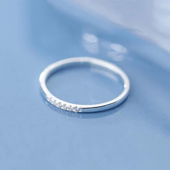 Real Argint 925 Cu Zircon Rotund Geometric Inel Pentru Femei De Moda Drăguț Bijuterii Fine 2020 Minimalist Accesorii Cadou